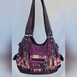 Angel Barcelo Purple and Cream Women's Purse